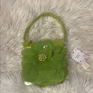 Green Beaded Floral Handbag